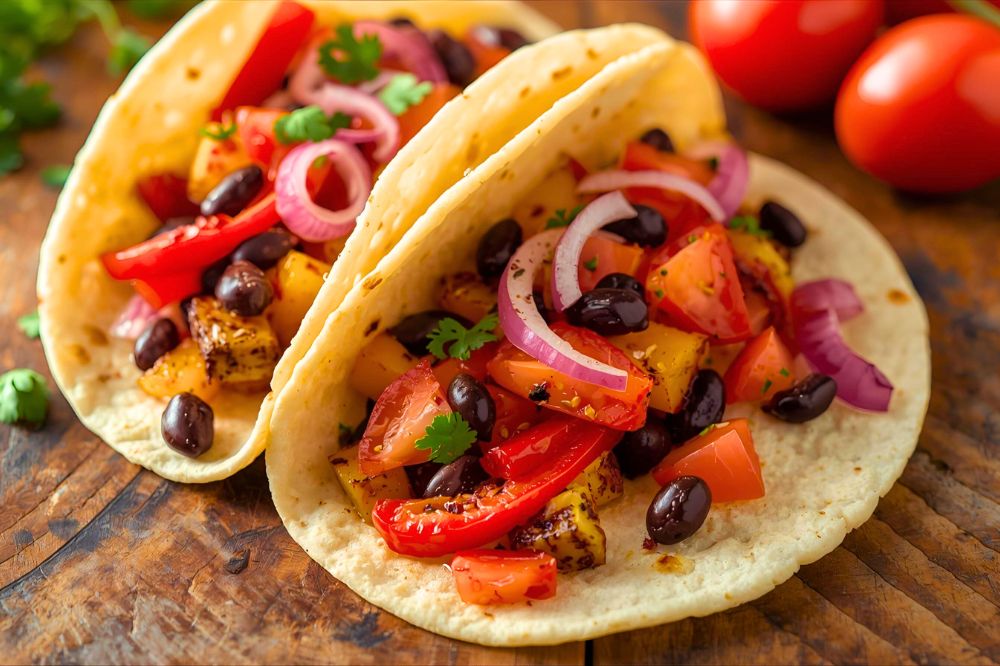 Roasted Vegetable & Black Bean Tacos (Blood Pressure Healthy)